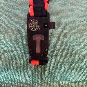 Black and Orange Paracord Bracelet with Compass